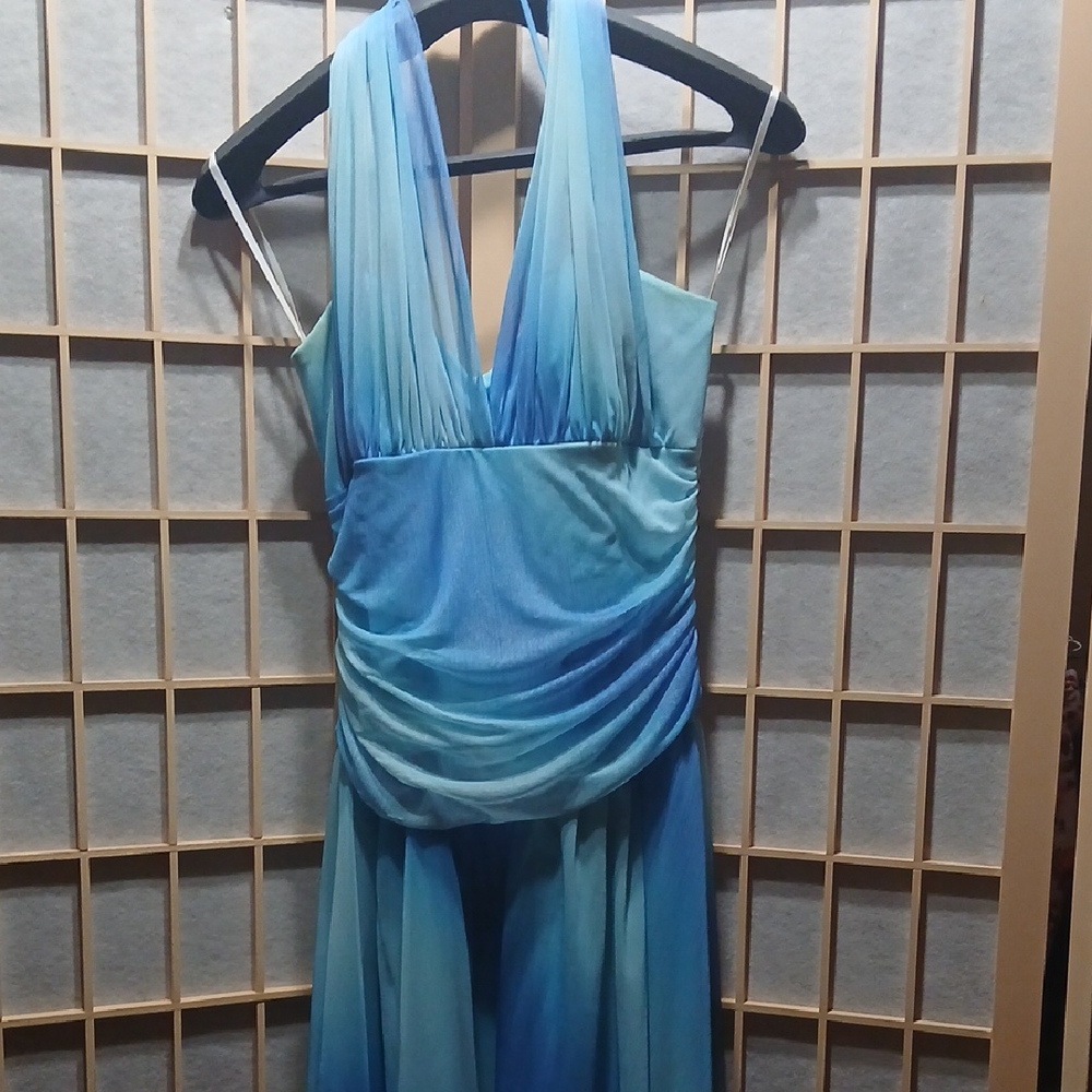 Elegant Blue Halter Dress
